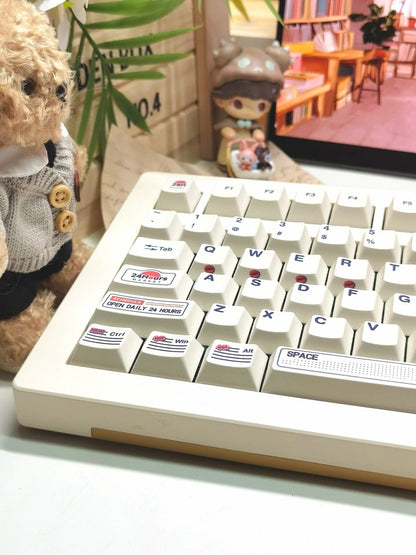Convenience store themed design, PBT material personalized keycap set, mechanical keyboard replacement decorative keycaps, compatible with 61/64/68/75/84/87/104 key mechanical keyboard