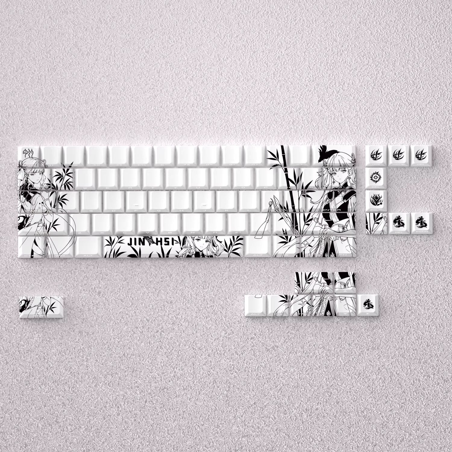 Wuthering Waves series, Jinhsi theme, original high PBT material compatible MX switch mechanical keyboard, anime game theme set keycaps, mechanical keyboard replacement keycap set