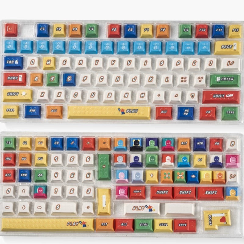 Colorful LEGO Theme Set keycaps， PBT+PC material personalized keycap set, anime and games cultural creative decoration keycap set, compatible with 61/64/68/75/84/87/104 mechanical keyboard