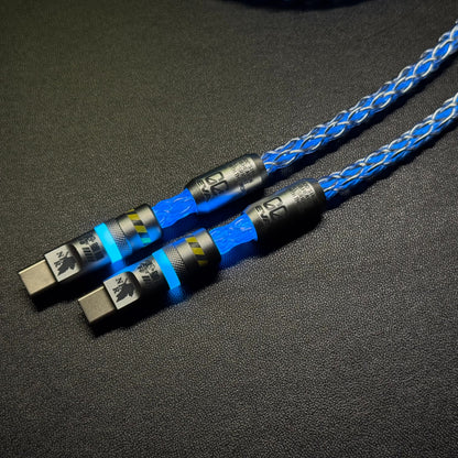 Customized manual data cable for mechanical keyboard with EVA theme design, dual type C aviation plug, dual 8K luminous data cables, magnetic axis mechanical keyboard