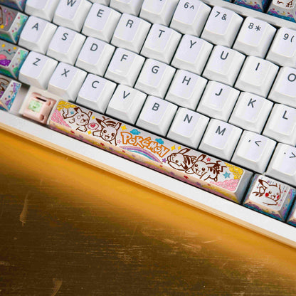 Pok é mon series, Pikachu themed design, keycaps made of aluminum alloy material CNC integrated precision machining personalized keycaps, mechanical keyboard decorative keycaps
