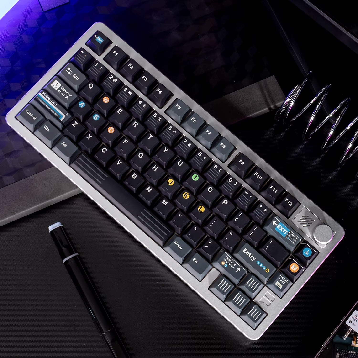 New York subway themed design, PBT material personalized keycap set, factory highly customized keycap decoration set, compatible with Wooting/ROG EXTREME mechanical keyboard