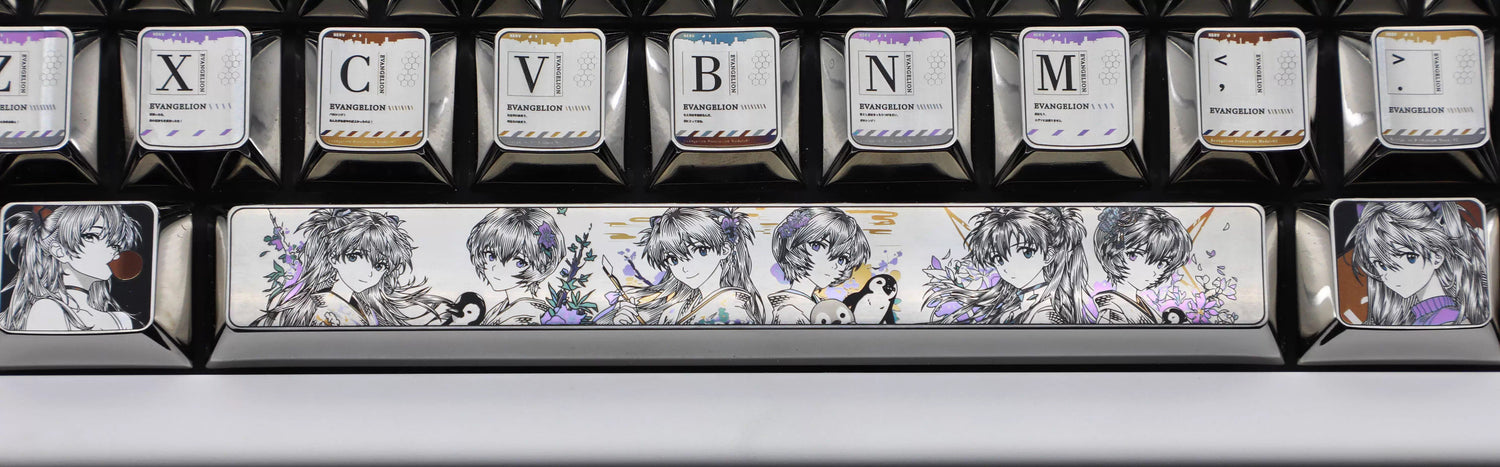 EVA series, Asuka titanium alloy finely carved personalized keycaps, 61 key positions compatible with wooting60 mechanical keyboard decorative keycaps
