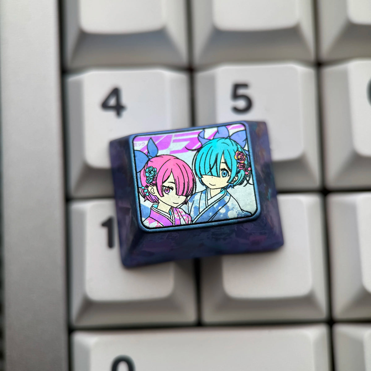 Re:Life in a different world from zero， Rem， Big key collection set Titanium alloy personalized keycaps, anime and game cultural creative keycaps, mechanical keyboard decorative keycaps