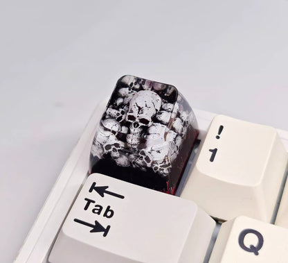 Dark Gothic style, skull crystal resin personalized keycaps, dark 1U resin decorative keycaps