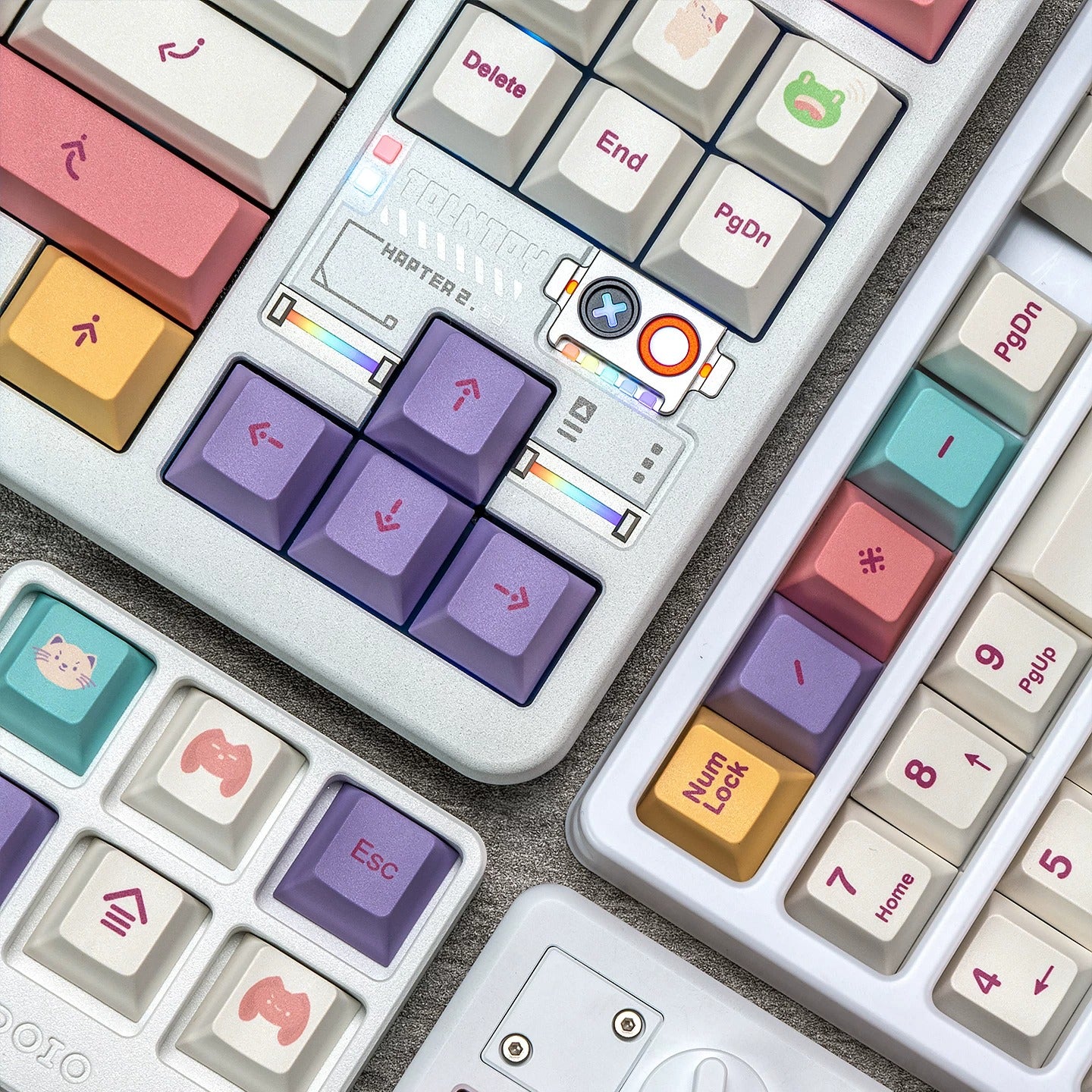 Macaron Color Theme PBT material personalized keycap set, anime and games cultural creative decoration keycap set, compatible with 61/64/68/75/84/87/104 mechanical keyboard