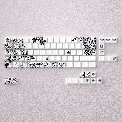 Wuthering Waves series, Camellya theme, original high PBT material compatible MX switch mechanical keyboard, anime game theme set keycaps, mechanical keyboard replacement keycap set