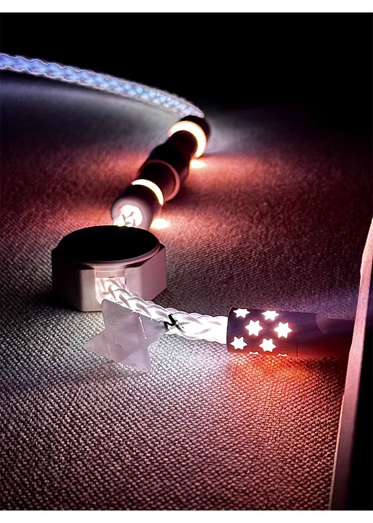 Single crystal copper whole line luminous aviation plug pink white data cable USB-TYPEC keyboard custom cable