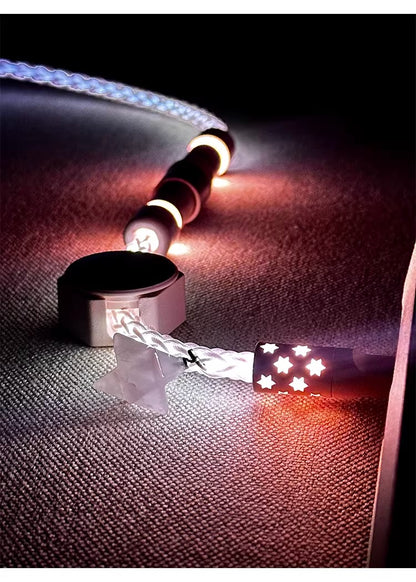 Single crystal copper whole line luminous aviation plug pink white data cable USB-TYPEC keyboard custom cable