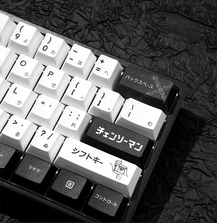 Chainsaw Man series, Makima themed PBT material personalized keycap set, anime and games cultural creative decoration keycap set, compatible with 61/64/68/75/84/87/104 mechanical keyboard