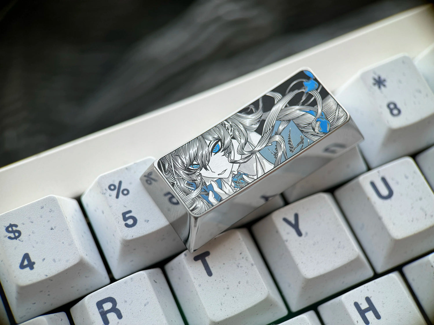 Ado, 2.25U titanium alloy personalized keycaps, metal decorative keycaps for anime and game virtual idols, keyboard replacement keycaps.