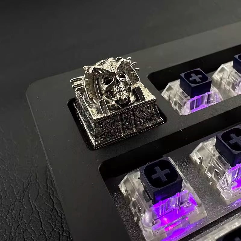 Ancient Egyptian Skeleton Pharaoh, Pure copper material，Metal Personalized Keycaps, Mysterious Egyptian Culture Creative Custom Mechanical Keyboard Art Decorative Keycaps