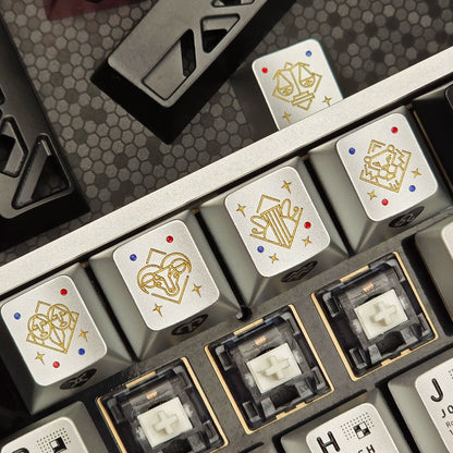 12 Constellation Aluminum Alloy Keycaps with Anodized Enamel Color Craft Metal Personalized Keycaps, Mechanical Keyboard Decorative Keycaps, Constellation Divination Cultural Creative Products.