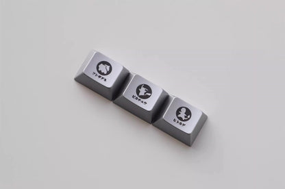 Pok é mon silhouette, 1.25U R1 height metal personalized keycap set, anime game innovative design metal decorative keycaps