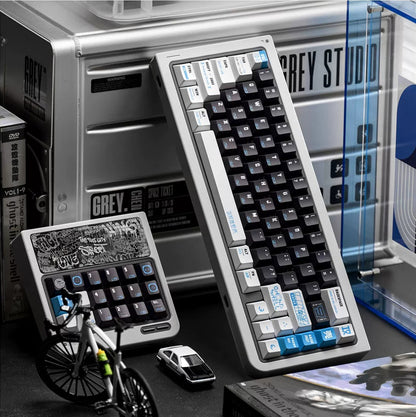 Ghost in The Shell theme, PBT material personalized keycaps, mechanical keyboard replacement keycap set, anime and game cultural and creative keycaps set, Compatible with 61/64/68/75/84/87/104 Key Mechanical Keyboard Keycap Set