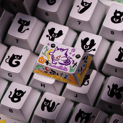 Pok é mon series, Gangar themed design, 17 key set, keycaps made of aluminum alloy material CNC integrated precision machining personalized keycaps, mechanical keyboard decorative keycaps