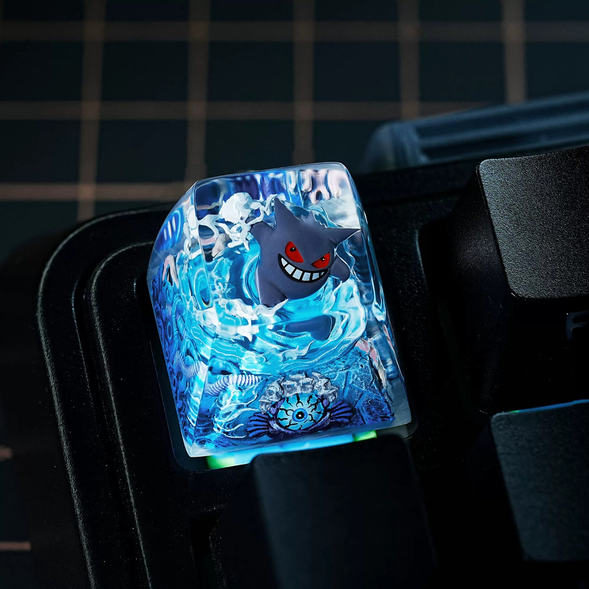 Pok é mon, flash Gengar coating and sealing design, Crystal Resin Personalized Keycaps, Anime Game Culture Creative Resin Keycaps, Mechanical Keyboard Art Decorative Keycaps