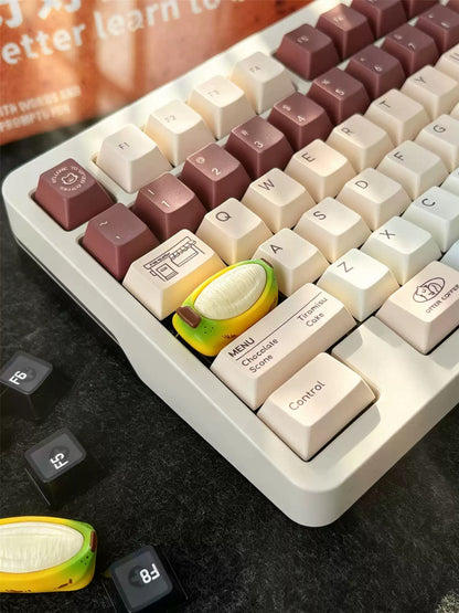 Banana shaped resin personalized keycaps, fruit keycaps, trendy cultural and creative keycaps, mechanical keyboard backspace/enter/caps replacement keycaps, decorative keycaps