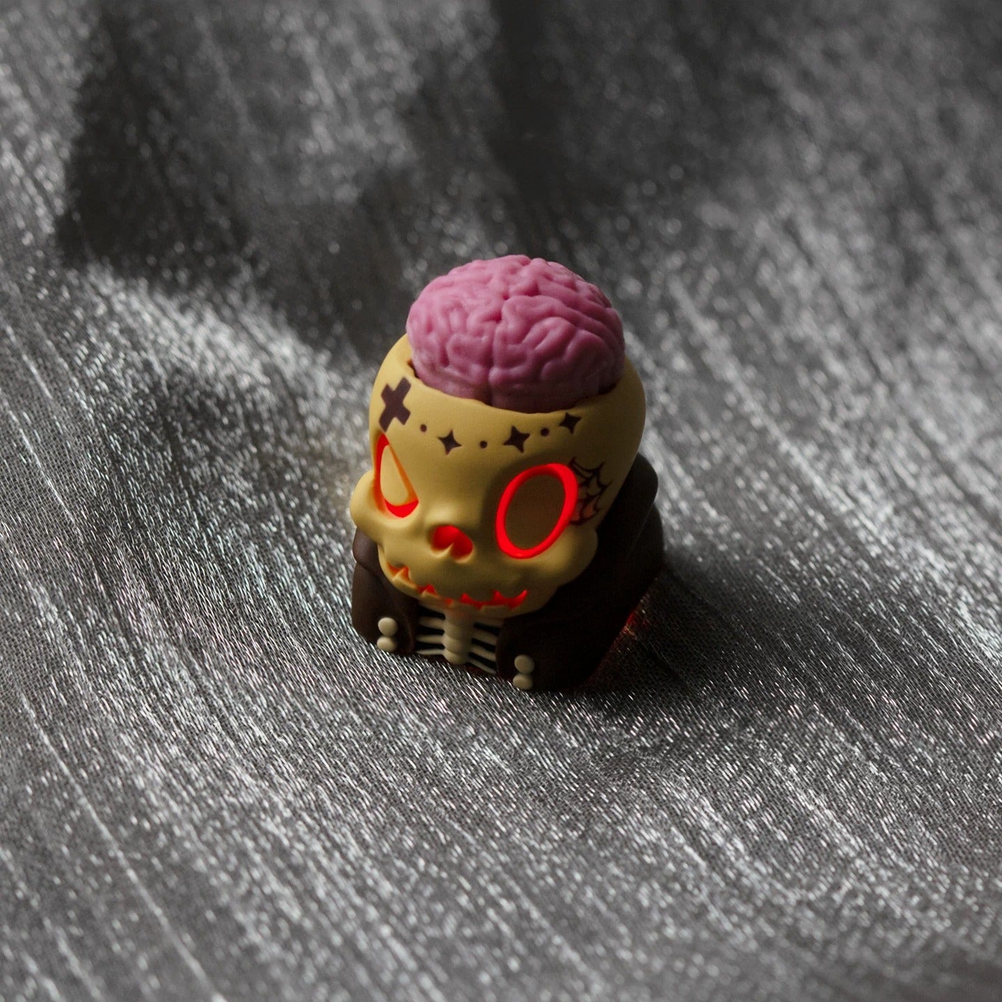 Original Design Brainstorming Skeleton Series, multi-color resin molded personalized keycaps, cartoon image creative cultural keycaps, mechanical keyboard handmade decorative keycaps