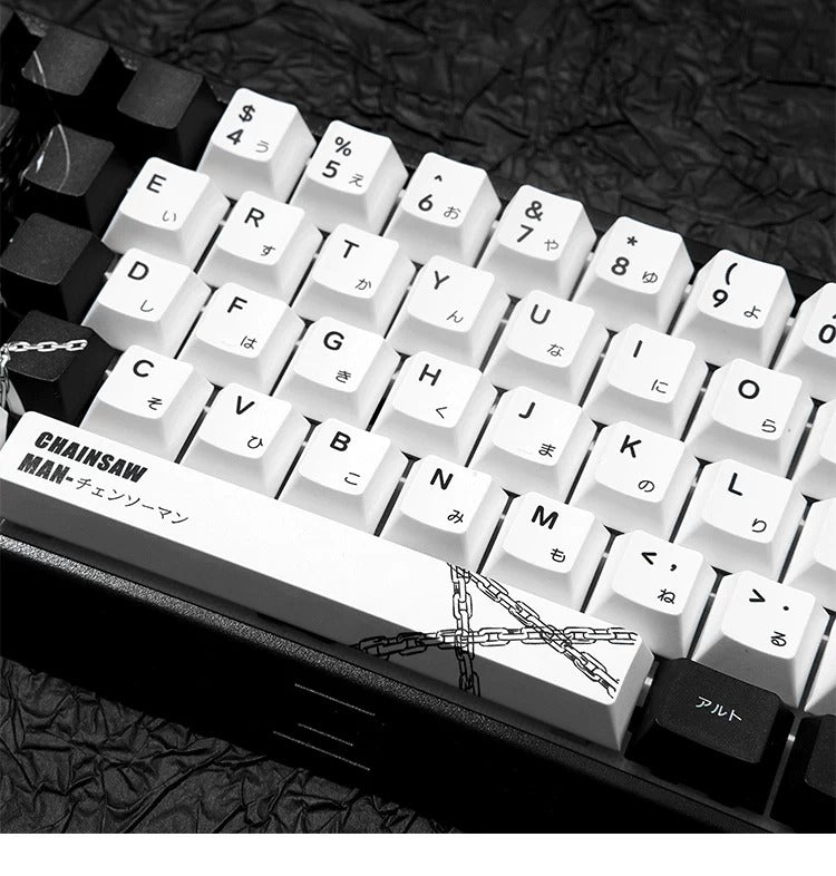 Chainsaw Man series, Makima themed PBT material personalized keycap set, anime and games cultural creative decoration keycap set, compatible with 61/64/68/75/84/87/104 mechanical keyboard