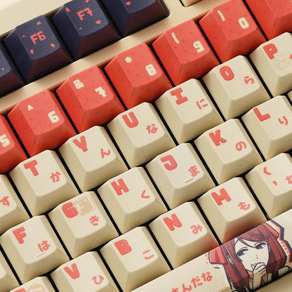 Smoking Behind the Supermarket with You，PBT material Original Factory Height,  mechanical keyboard replacement keycap set, Compatible with 61/64/68/75/84/87/104 Key Mechanical Keyboard Keycap Set