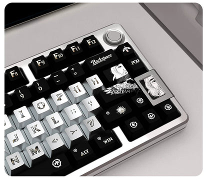 Feather inspired theme design, metallic paint texture, PBT material personalized keycap set, creative decorative keycap set, compatible with 61/64/68/75/84/87/104 mechanical keyboard replacement keycap