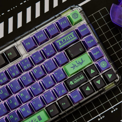 EVA series, EVANGELION-01 theme, folded translucent personalized keycap theme series, PBT material anime game theme creative keycap set