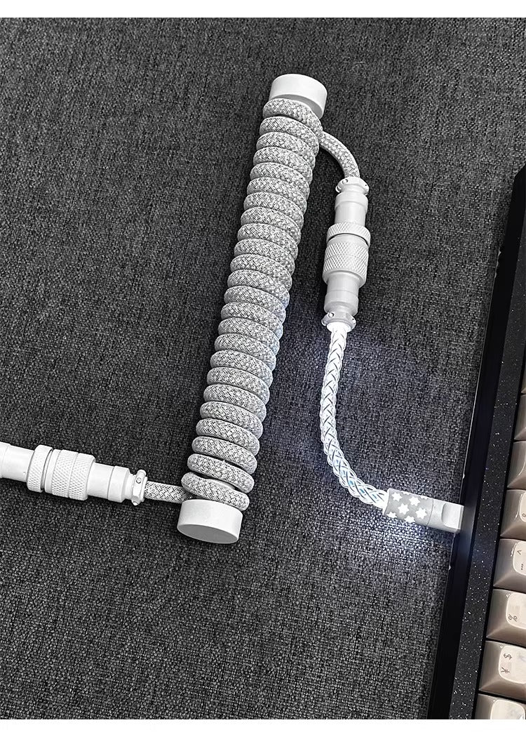 Flash drill three-stage aviation plug custom data cable mechanical keyboard luminous cable supports 8k