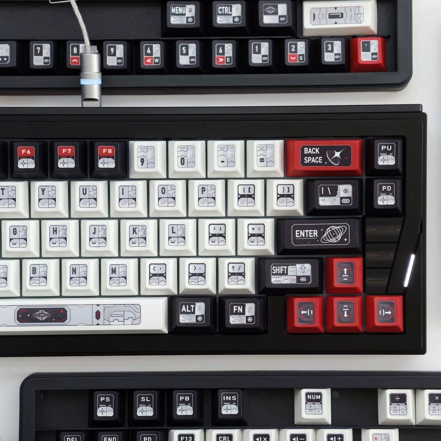 Star Trek Theme Design Keycaps Set, PBT Original Factory Height, PBT material personalized keycaps, mechanical keyboard replacement keycap set, Compatible with 61/64/68/75/84/87/104 Key Mechanical Keyboard Keycap Set