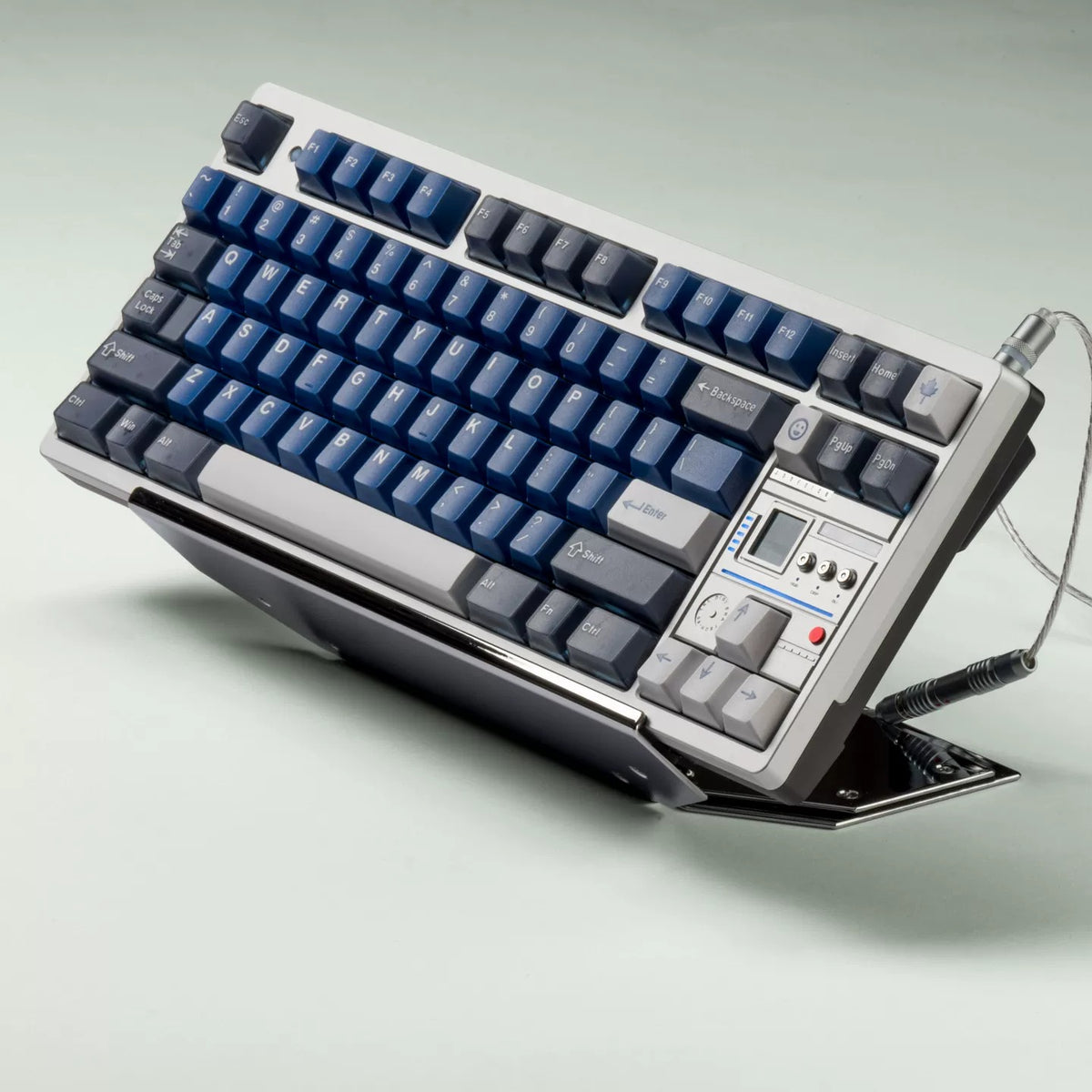Warrior Blue Grey Half Transparent Full Set Keycap ABS+PC Two Color, Simple Blue Tone, Mechanical Keyboard Replacement Keycap Set, Compatible with 61/64/68/75/84/87/104 Key Mechanical Keyboard Keycap Set