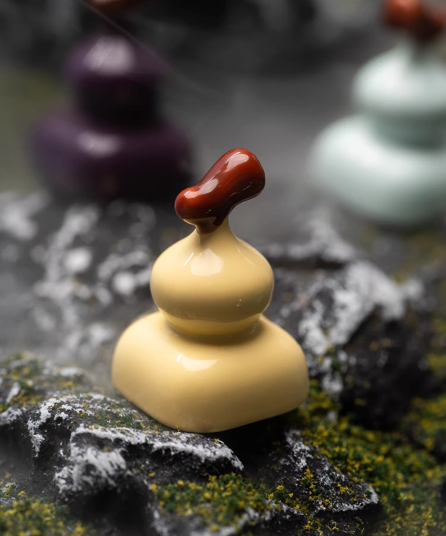 Zinc alloy gourd keycaps, metal baked paint personalized keycaps, random blind box mechanical keyboard creative decorative keycaps