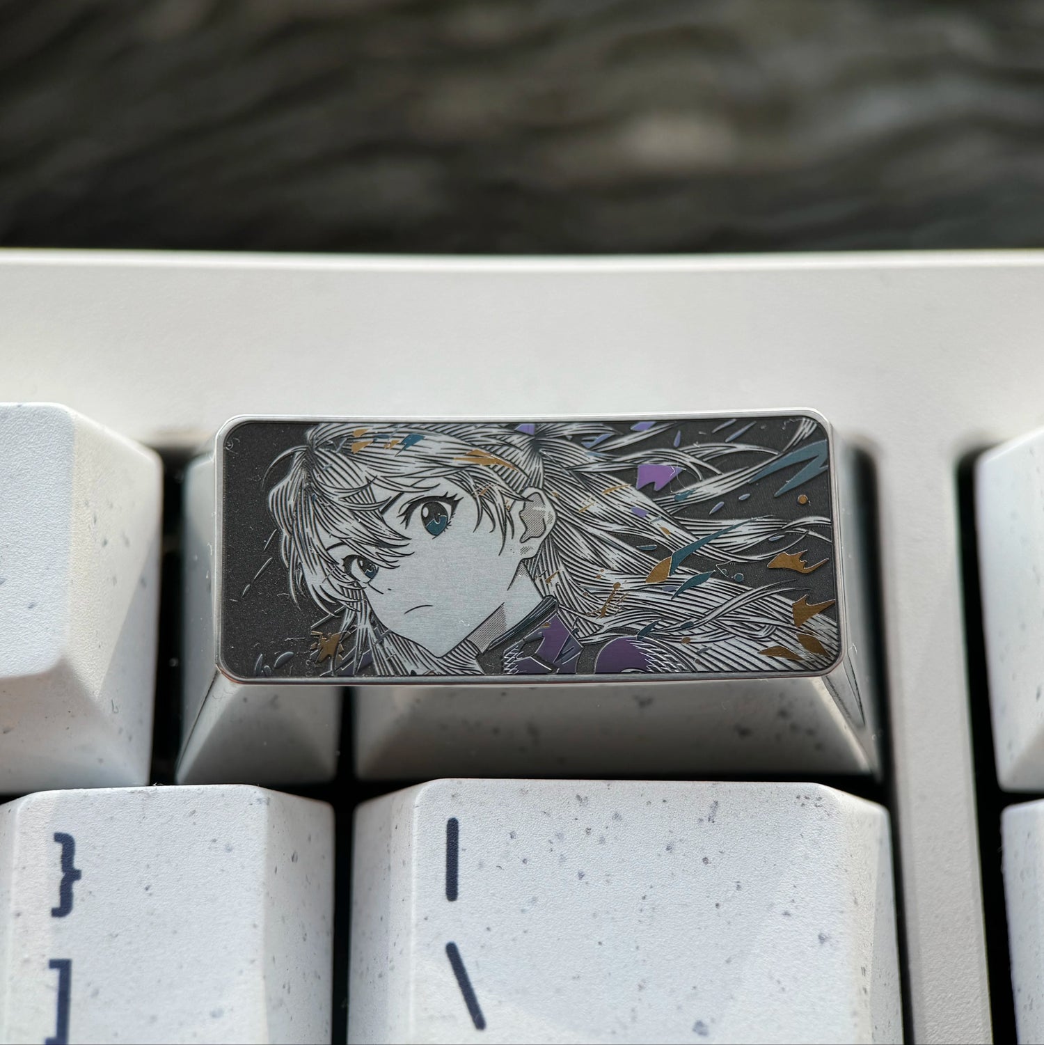 EVA series, 2.25U/2U titanium alloy finely carved personalized keycaps, anime culture creative peripheral mechanical keyboard metal decorative keycaps