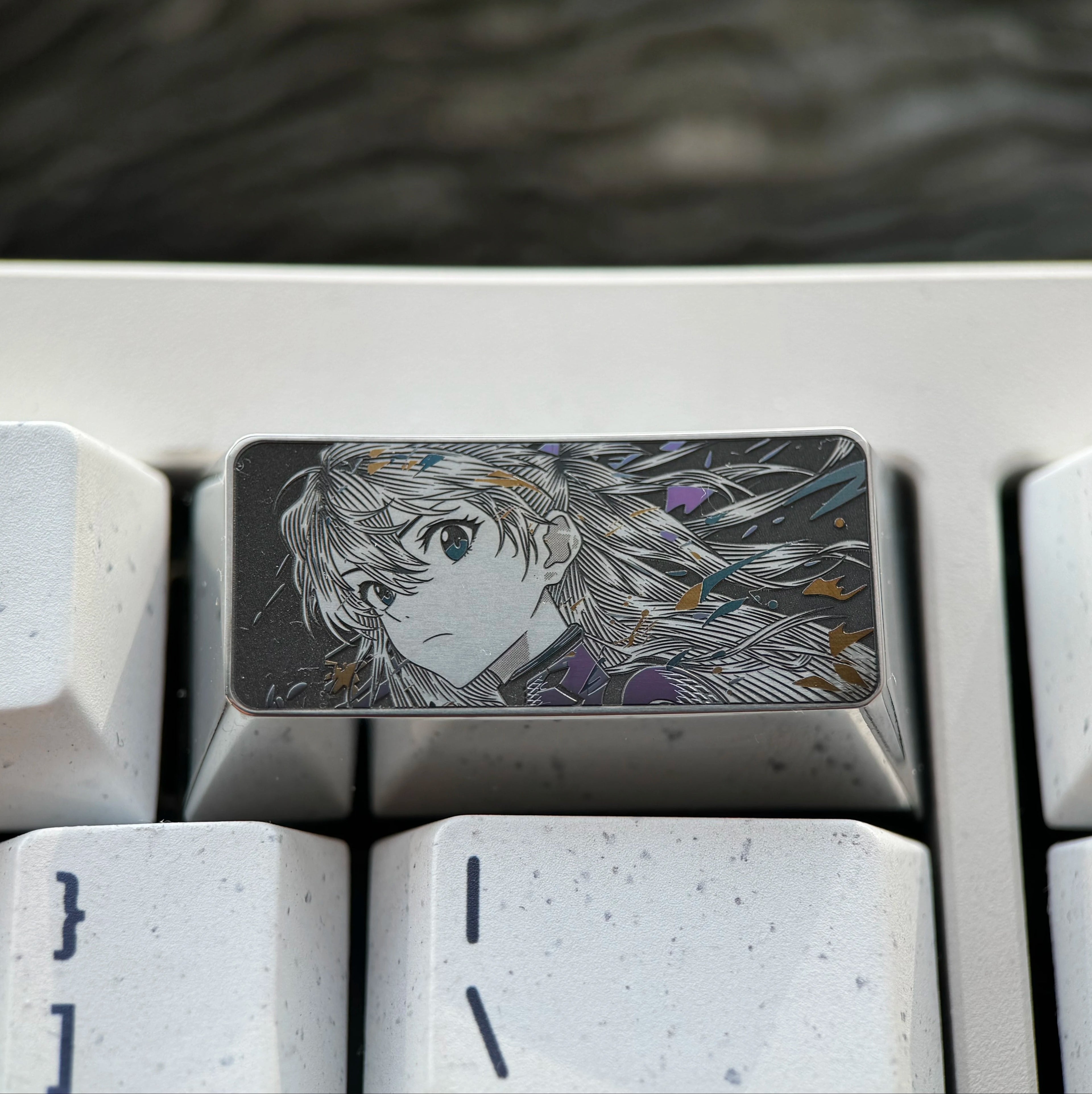 EVA series, 2.25U/2U titanium alloy finely carved personalized keycaps, anime culture creative peripheral mechanical keyboard metal decorative keycaps