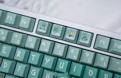 SpongeBob SquarePants, Squidward Quincy Tentacles themed personalized keycap set, PBT material factory height, creatively decorated keycaps