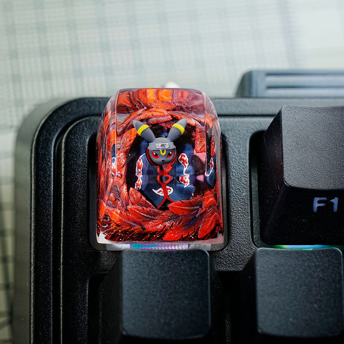 Umbreon Fusion NARUTO Fusion Akatsuki Crystal Resin Keycaps Original Design Personalized Keycaps, Anime Game Culture Creative Keycaps Mechanical Keyboard Cartoon Decorative Keycaps