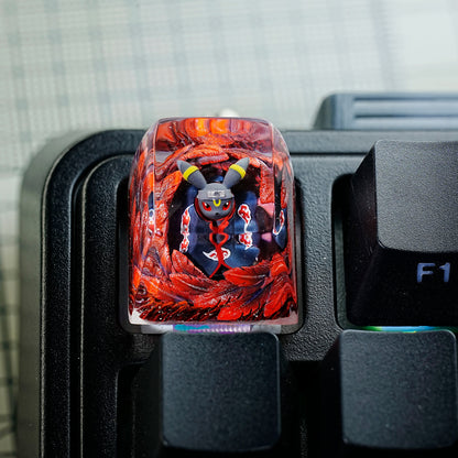 Umbreon Fusion NARUTO Fusion Akatsuki Crystal Resin Keycaps Original Design Personalized Keycaps, Anime Game Culture Creative Keycaps Mechanical Keyboard Cartoon Decorative Keycaps