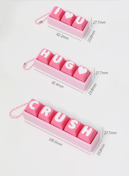 Cute letter combinations, love,switch tester, keycap keychain, cat themed keycap switch mechanical keyboard creative peripheral cultural products.