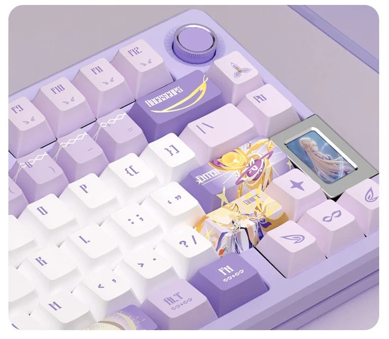 Genshin Impact‌，Nicole Reeyn PBT material personalized keycap set, anime keycap culture peripheral mechanical keyboard decoration keycaps， Compatible with 61/64/68/75/84/87/104 key mechanical keyboard keycap set