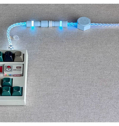 Single crystal copper overall luminous gradient white blue light aviation plug customized mechanical keyboard manual data cable
