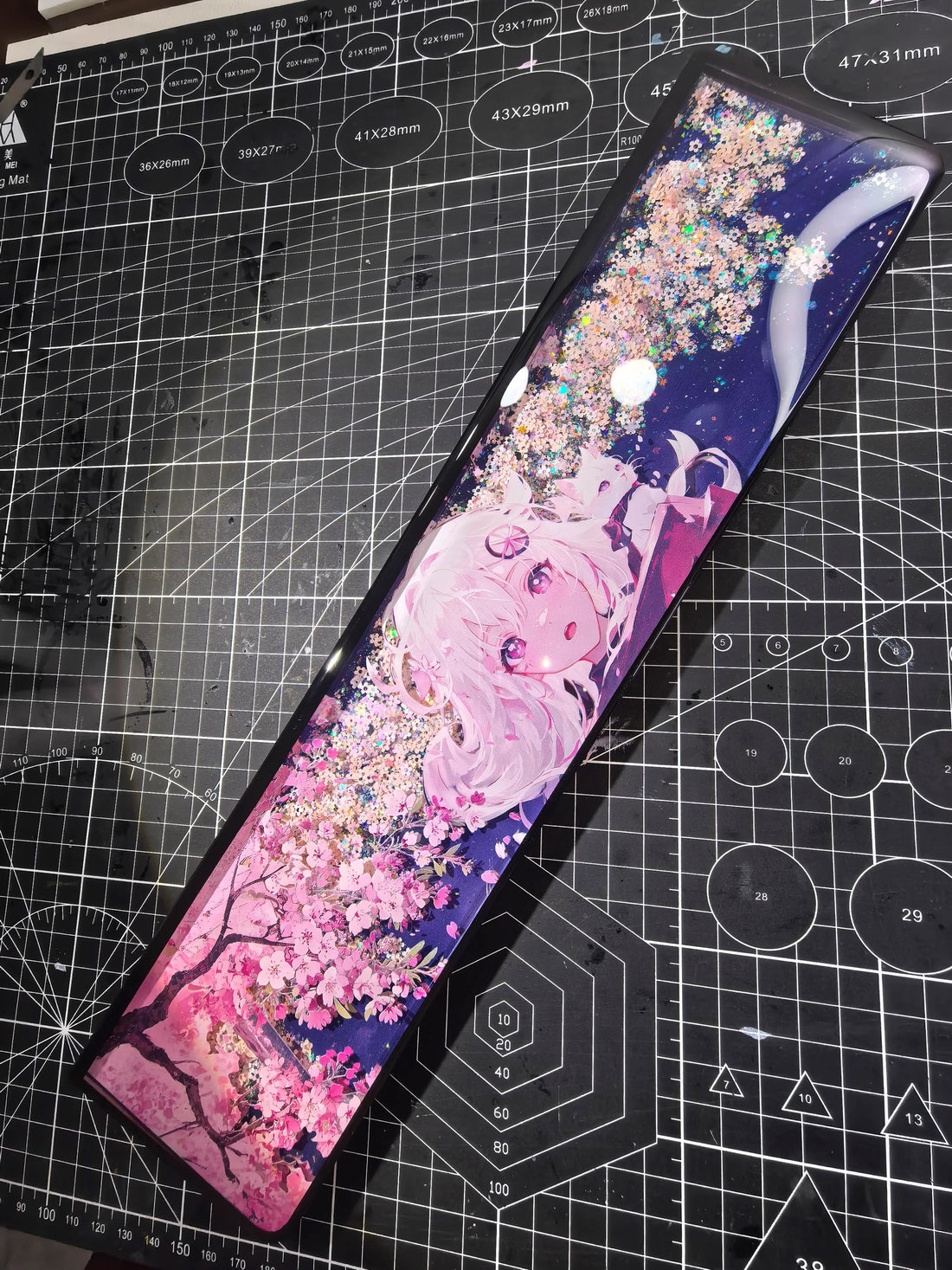 Sakura Tree Under Beautiful Girl Theme, Dynamic Sand Keyboard Palm Rest, Keyboard Peripheral Accessories