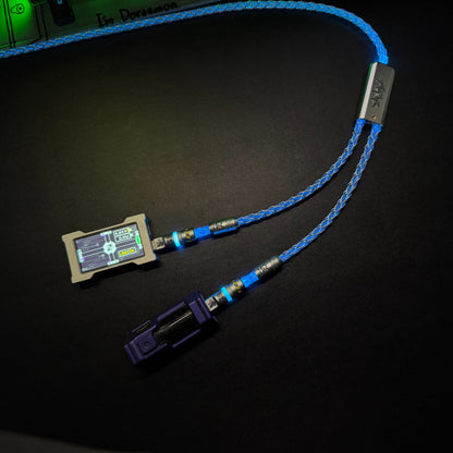 Customized manual data cable for mechanical keyboard with EVA theme design, dual type C aviation plug, dual 8K luminous data cables, magnetic axis mechanical keyboard