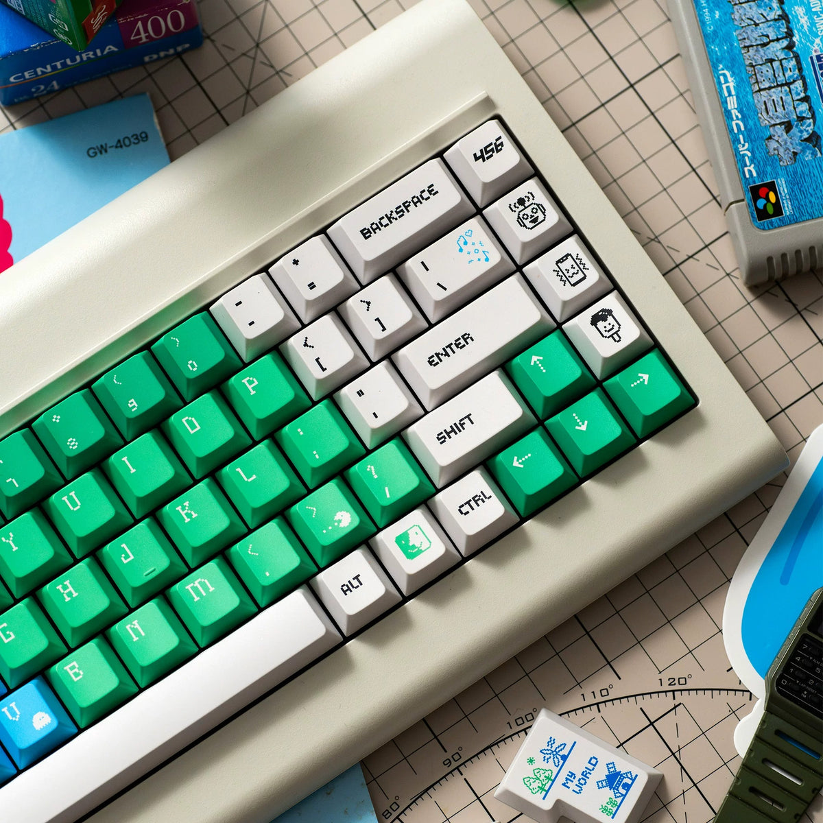 Original Design Network, Gradient Color PBT material personalized keycap set, anime keycap culture peripheral mechanical keyboard decoration keycaps， Compatible with 61/64/68/75/84/87/104 key mechanical keyboard keycap set
