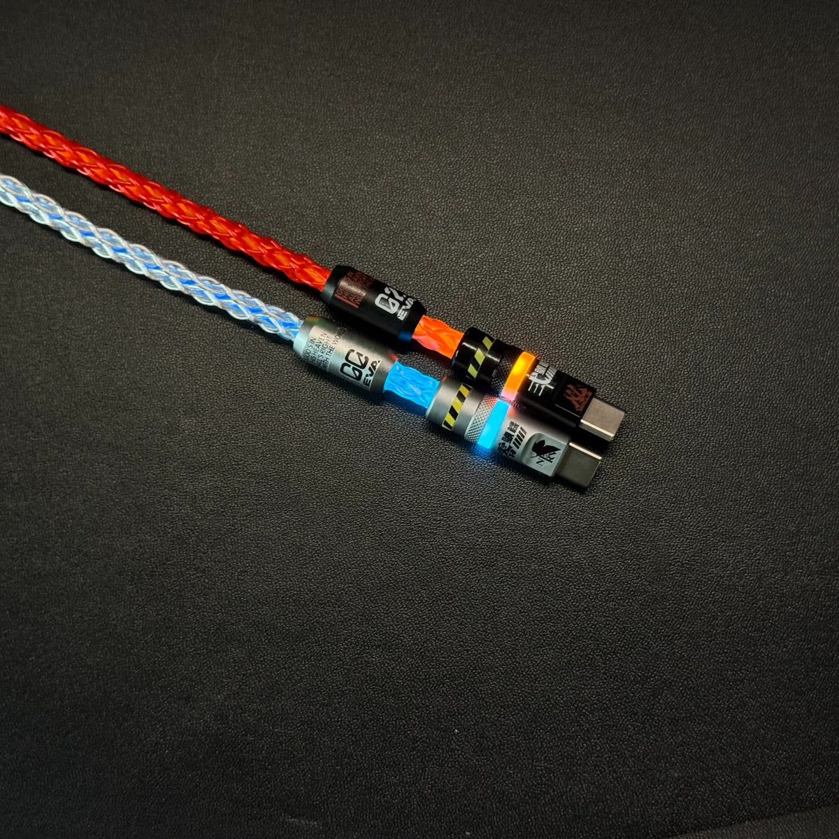 Customized manual data cable for mechanical keyboard with EVA theme design, dual type C aviation plug, dual 8K luminous data cables, magnetic axis mechanical keyboard