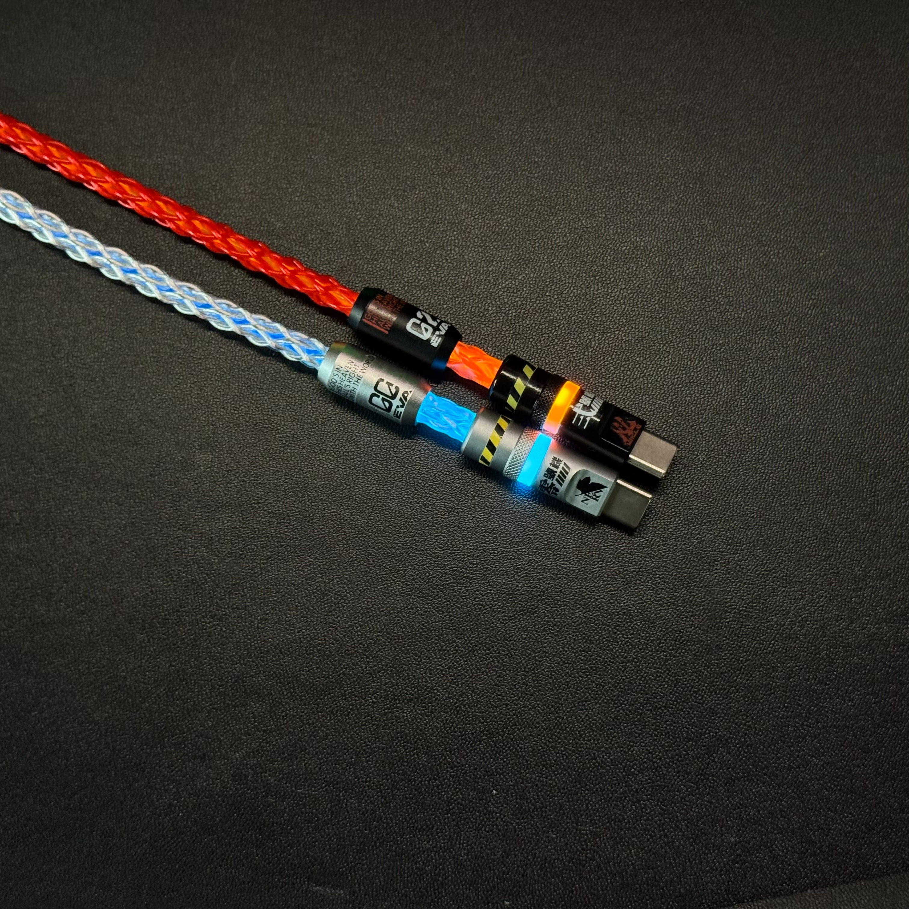 Customized manual data cable for mechanical keyboard with EVA theme design, dual type C aviation plug, dual 8K luminous data cables, magnetic axis mechanical keyboard