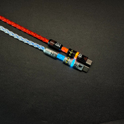 Customized manual data cable for mechanical keyboard with EVA theme design, dual type C aviation plug, dual 8K luminous data cables, magnetic axis mechanical keyboard