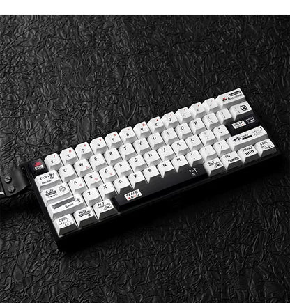 Black fire themed minimalist design, PBT material material personalized keycap set, compatible with 61/64/68/75/84/87/104 mechanical keyboard replacement keycap