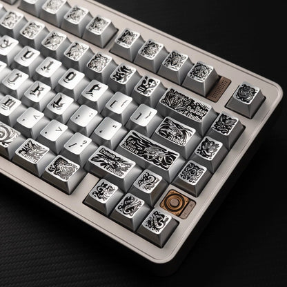 Ancient God, Cthulhu themed design, metallic paint texture, PBT material personalized keycap set, creative decorative keycap set, compatible with 61/64/68/75/84/87/104 mechanical keyboard replacement keycap