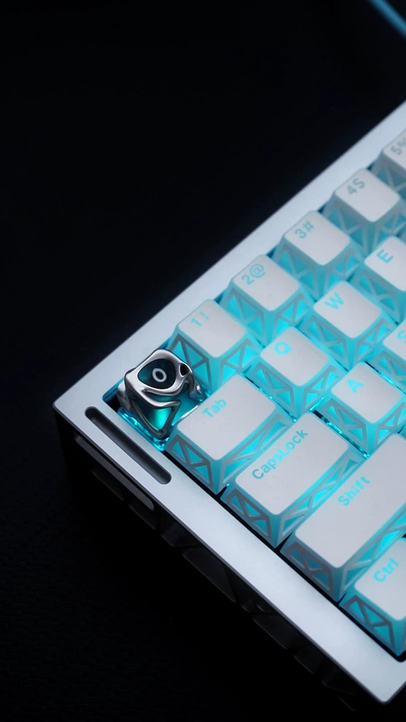 White translucent minimalist design keycap folding shadow, 4-sided hollow translucent front engraving customized keyboard PC+PBT compatible with 61/64/68/75/84/87/104 mechanical keyboard