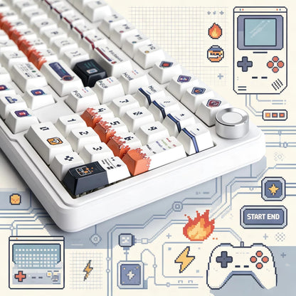 Pixel world keycaps, PBT material personalized keycap set, creative decorative keycap set, compatible with 61/64/68/75/84/87/104 mechanical keyboard replacement keycap