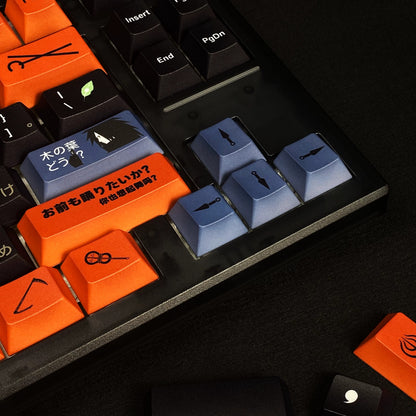 Naruto series, Uchiha Madara theme, PBT material material personalized keycap set, anime and games cultural creative decoration keycap set, compatible with 61/64/68/75/84/87/104 mechanical keyboard replacement keycap
